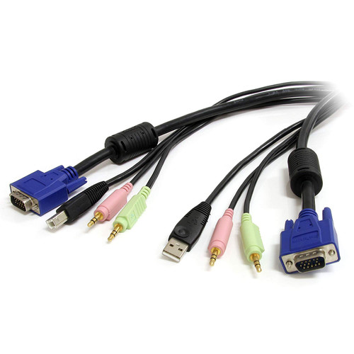 StarTech.com 4- Inch-1 USB VGA KVM Cable with Audio and Microphone (USBVGA4N1A10)