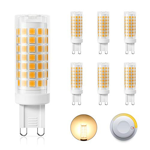 DiCUNO Dimmable G9 120V LED Bulb 4W (40W Halogen Equivalent), 430LM Warm White 3000K G9 Ceramic Base Light Bulb for Under Counter Cabinet, Ceiling Fan, Home Lighting (6-Pack)