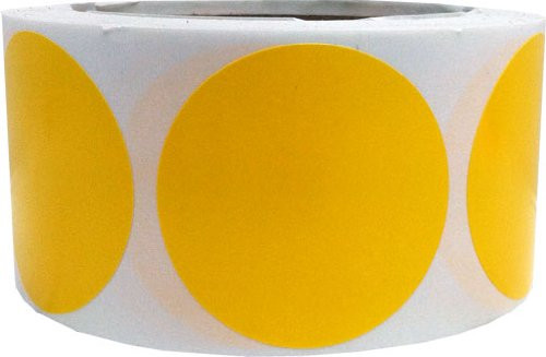 Yellow Color Coding Labels Round Circle Dots 2 Inch 500 Total Adhesive Stickers