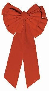Large Red Christmas Flocked Fabric Bow | Party Decoration | 6 Ct
