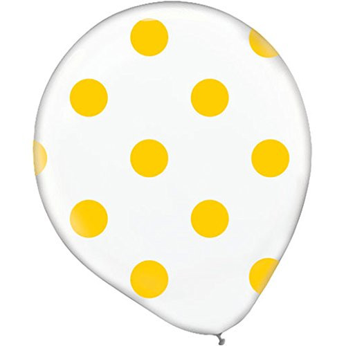 Amscan 12" Sunshine Yellow Dots Printed Latex Balloons (20ct)