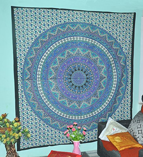 Gokul Handloom Large Indian Mandala Tapestry Hippie Hippy Wall Hanging Throw Bedspread Dorm Tapestry Decorative Wall Hanging Picnic Beach Sheet Coverlet
