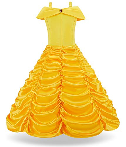 FUNNA Princess Belle Costume Dress for Girls Toddler Dress Up Yellow, 2T
