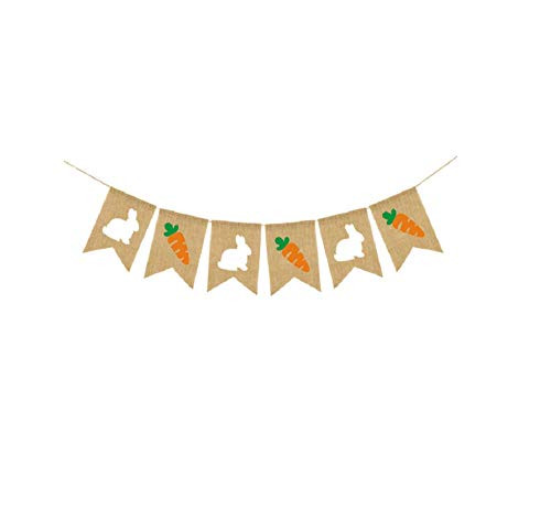 Easter Decoration Rabbit Carrot Bunting Banner Garland Burlap Bunting Banner Easter Party Supplies