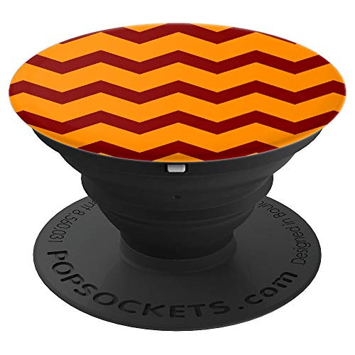 Brown and Orange Zig Zag Pattern Orange Brown Geometric PopSockets Grip and Stand for Phones and Tablets
