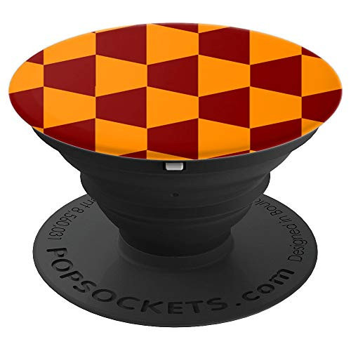 Brown and Orange Hive Pattern Geometric Orange Brown PopSockets Grip and Stand for Phones and Tablets