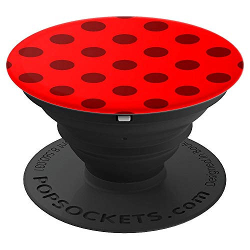 Brown and Red Polka Dots Red Brown PopSockets Grip and Stand for Phones and Tablets