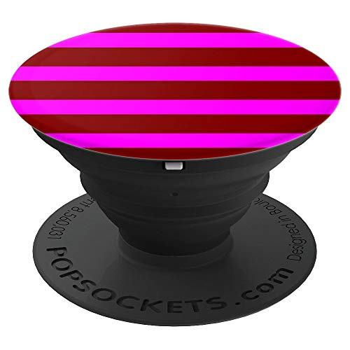 Brown and Magenta Stripes Magenta Brown Striped Pattern PopSockets Grip and Stand for Phones and Tablets