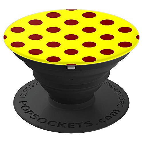 Brown and Yellow Polka Dots Yellow Brown PopSockets Grip and Stand for Phones and Tablets