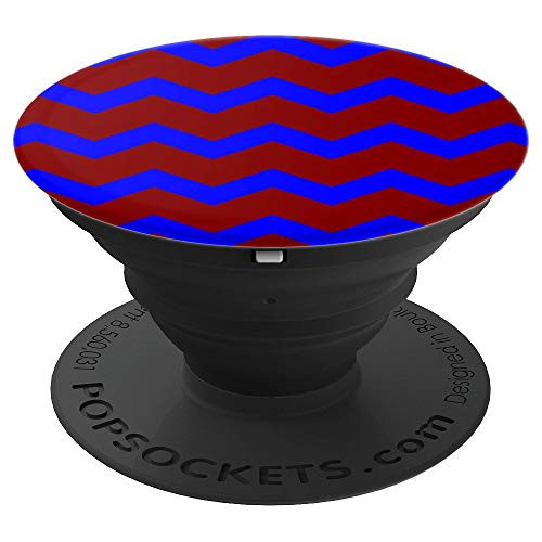Blue and Brown Zig Zag Pattern Brown Blue Geometric PopSockets Grip and Stand for Phones and Tablets