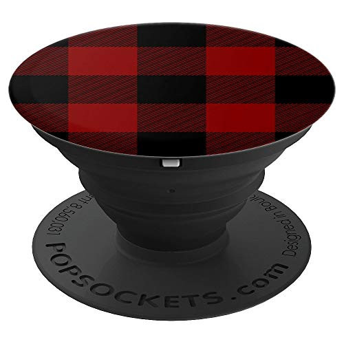 Black and Brown Plaid Pattern Checkered Brown Black PopSockets Grip and Stand for Phones and Tablets