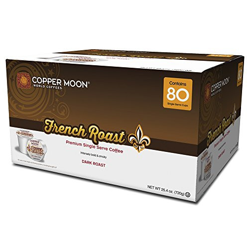 Copper Moon Single Cups for Keurig K-Cup Brewers, French Roast, 80 Count, Dark Roast Coffee, Bold, Smoky, and Complex, Single-Serve Coffee Pods