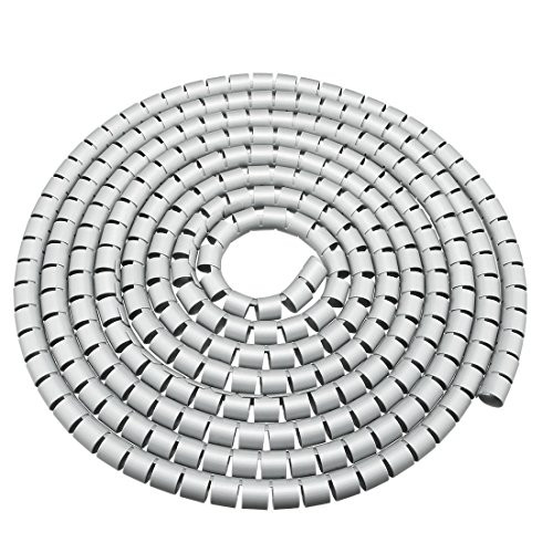 uxcell 20mm Flexible Spiral Tube Cable Wire Wrap Computer Manage Cord Gray 5M