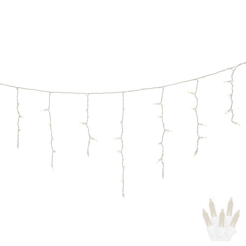 Vickerman 70-Light LED Warm White White Wire M5 Twinkle Icicle with 9-Feet Length