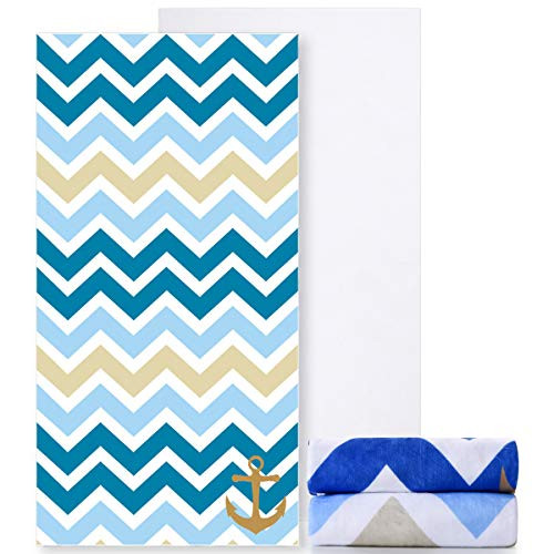 Ricdecor Beach Towels Kids Beach Towel with Anchor Oversized Beach Towels (Blue & Yellow)