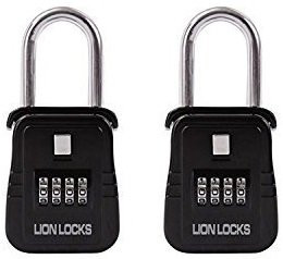 Lion Locks 1500 Key Storage Realtor Lock Box with Set-Your-Own Combination, (2 Pack, Black)