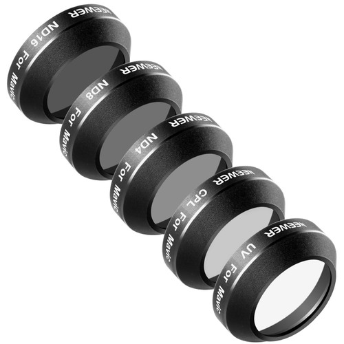 Neewer Multi-coated 5 Pieces Filter Kit for DJI Mavic Pro Drone Quadcopter Includes: UV, CPL, ND4, ND8 and ND16 Filter, Made of Ultra High Definition Glass and Aluminum Thread Frame