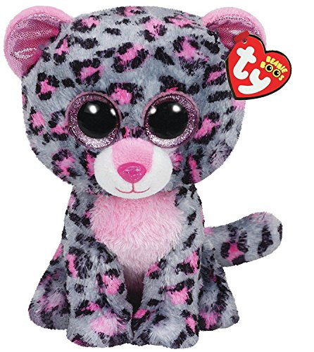Ty Beanies Boo's 37038"Tasha" Pink and Grey Leopard Plush