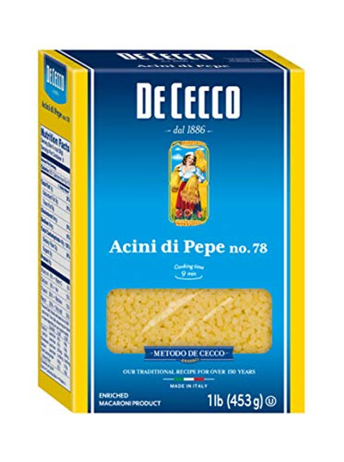 De Cecco Semolina Pasta, Acini Di Pepe No.78, 1 Pound (Pack of 5) De Cecco Semolina Pasta, Acini Di Pepe No.78, 1 Pound (Pack of 5)