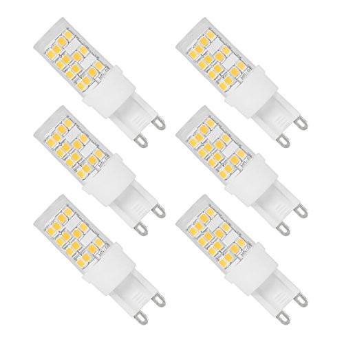 JandCase Dimmable G9 LED Bulb, 4 Watts(40W Halogen Equivalent), Warm White 3000K, G9 General Base, 400LM, 120V, Ideal Lighting for Ceiling Fixture, Chandelier, Wall Sconce, Cafe, Home, Office, 6 Pack