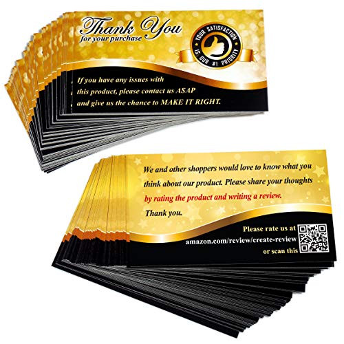 200 Amazon Thank You for Your Purchase Cards Product Review Request Package Inserts 2"x3.5" with Handy URL & QR Code Help to Reduce Negative Feedback & Increase Positive Feedback for Amazon Sellers
