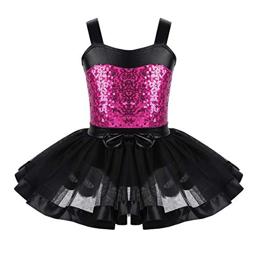 iiniim Girls Sequined Mermaid Scales Ballet Tutu Dress Princess Party Dance Halloween Costumes Black&Rose 4T