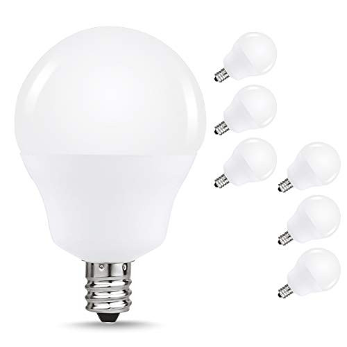 JandCase Dimmable 40W Equivalent Light Bulbs, G14 LED Globe Bulb, 5W, 450lm, Soft White 3000K, Tiny Candelabra Light Bulb for Ceiling Fan, Home Lighting, E12 Base, 6 Pack