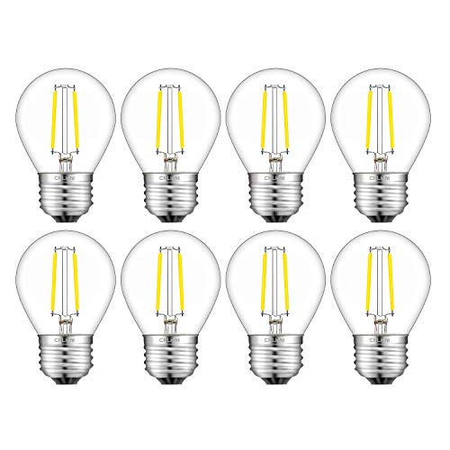 CRLight 2W Edison LED Globe Bulb 4000K Daylight White 30W Equivalent 300LM Dimmable, E26 Medium Base Tiny G14(G45) Globe Light Bulbs for Chandelier Ceiling Fan Bathroom Vanity Mirror, 8 Pack