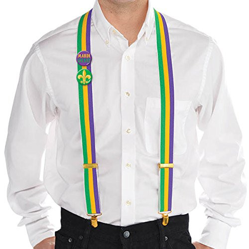 Mardi Gras Party Costume Suspenders, 6 Ct.