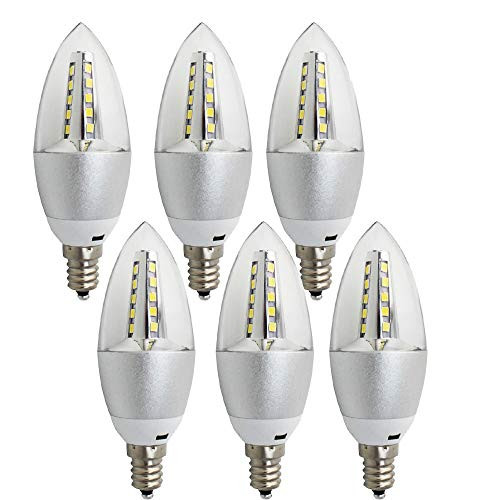 LAGPOUSI 6 Pack Not Dimmable Candelabra LED Bulbs, 40W Incandescent Bulbs Equivalent, 5W E12 Base LED Torpedo, Chandelier Bulbs, 400lm, 300° Beam Angle, Warm White, 2700K, CRI?80, LED Candle Bulbs