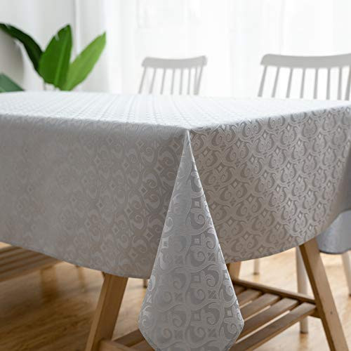 Aquazolax Antique Damask Tablecloth Decorative Luxury Jacquard Rectangular Polyester Fabric Table Covers, 60 x 84 inches in Blue