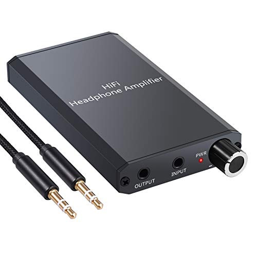 eSynic Headphone Amplifier Portable Amp 3.5mm Audio Rechargeable HiFi Earphone Headphone Amplifier with 1.2m USB Cable and Lithium Battery for MP3 MP4 Phones Digital Players and Computers