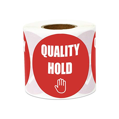 1200 Labels - Quality Hold Stickers for Quality Control, Inventory, Warehouse Receiving (2 inch, Round, Red, 4 Rolls)