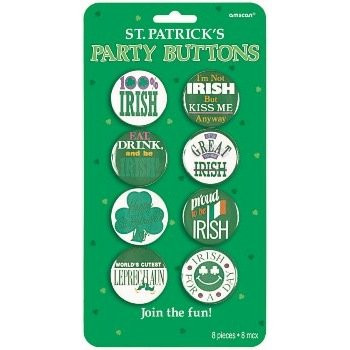 St. Patrick's Day Assorted Metal Fun Buttons, 6 Pk. | Party Accessory