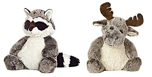 Aurora Sweet and Softer 11.5" Rocky Raccoon and 12" Milo Moose Plush Bundle