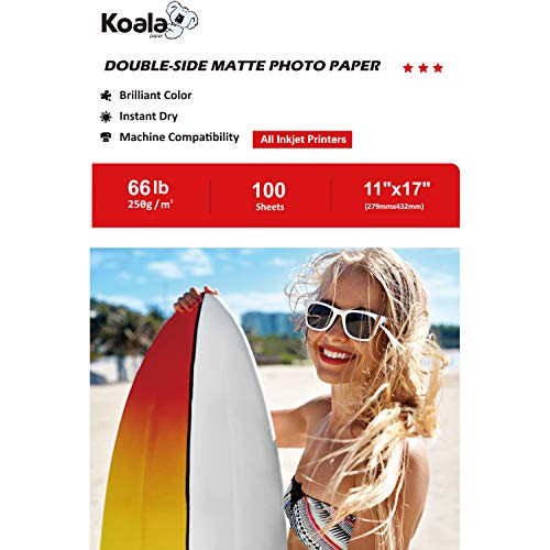 Koala Photo Paper 11x17 Inches Heavyweight Double Side Matte 100 Sheets 250gsm Compatible with All Inkjet Printer