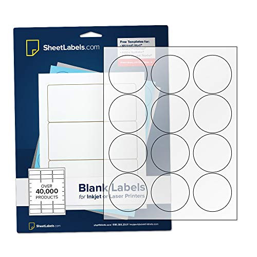 2.5" Clear Round Labels, Inkjet or Laser Printable, Crystal Clear Gloss Waterproof, 300 Labels