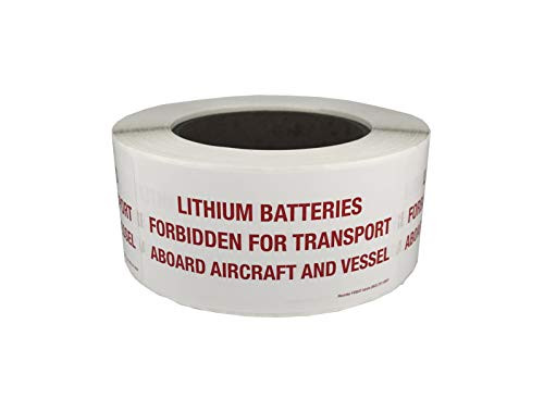 Lithium Battery Forbidden Transport Labels 2 x 4 inches 500 Labels Per Roll