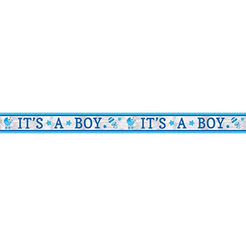Amscan Celebrate Baby Shower Party "it's a Boy" Foil Banner Decoration Childrens, Blue/Silver, 25', Pack of 12