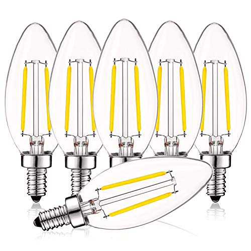 Luxrite 4W Vintage Candelabra LED Bulbs Dimmable, 400 Lumens, 4000K Cool White, LED Chandelier Light Bulbs 40W Equivalent, Clear Glass, Filament LED Candle Bulb, UL Listed, E12 Base (6 Pack) Luxrite 4W Vintage Candelabra LED Bulbs Dimmable, 400 Lumens, 4000K Cool White, LED Chandelier Light Bulbs 40W Equivalent, Clear Glass, Filament LED Candle Bulb, UL Listed, E12 Base (6 Pack)