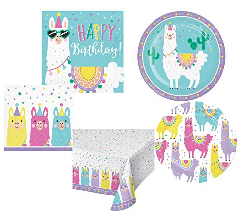 Creative Converting Llama Drama Party Happy Birthday Bundle, 16 Guests