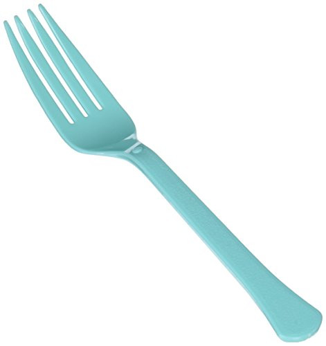 Amscan Premium Heavy Weight Plastic Forks | Robin's Egg Blue | Party Supply | 240 ct.