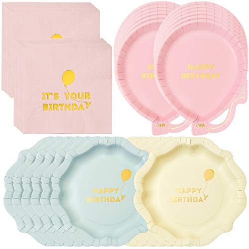 Talking Tables We Heart Birthdays Happy Birthday Girl Party Bundle | Balloon Shaped Paper Plates, Napkins & Happy Birthday Plates