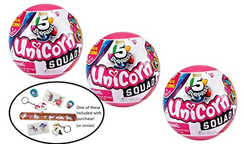 GeLeLa 5 Surprise Unicorn Squad Mystery Collectible Capsule by Zuru - 3 Pack and Mystery Unicorn Surprise