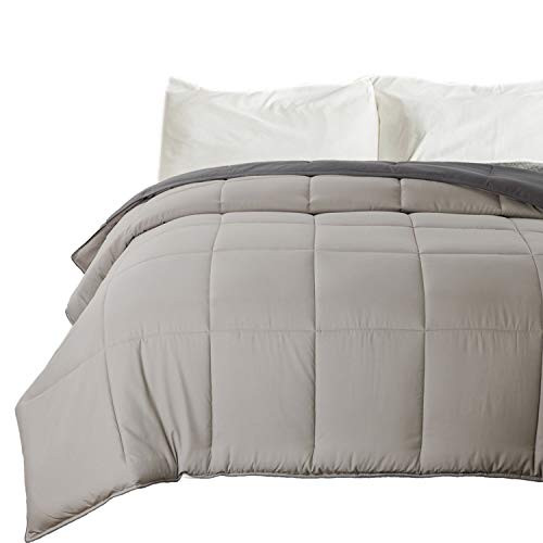 Bedsure Down Alternative Comforter Queen/Full Size Dark Grey Light Grey Reversible Microfiber Comforter Duvet