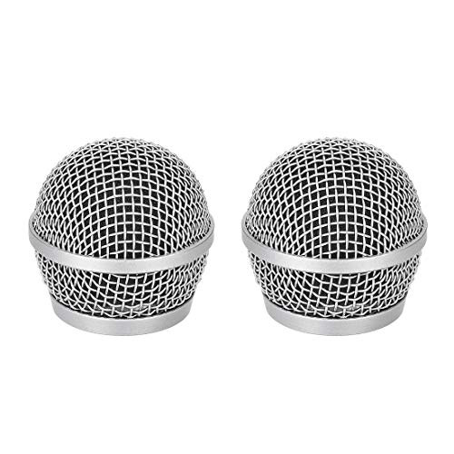 uxcell 2pcs Microphone Ball Head Mesh Grill Metal Windscreen with Black Inside Foam Filter for PG48 PG58 PGX2 BLX288 PG288 PGX24