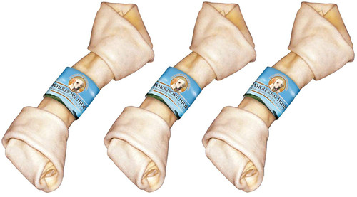 (3 Pack) Premium USA Beef Hide - Flat Knot Bone, 10 To 11 Inches each