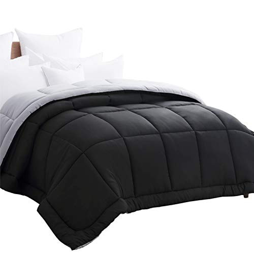 Bedsure Down Alternative Comforter Twin Size Black Grey Reversible Comforter Microfiber Duvet Insert