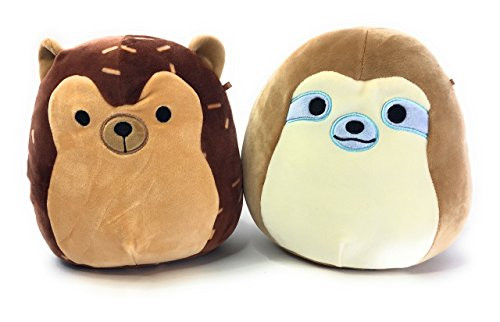 Kellytoy Sloth and Hedgehog Squishmallow 8" Plush Plush Cuddle Toys Bundle