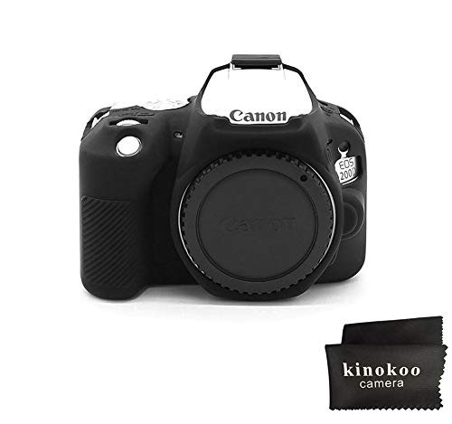 kinokoo Silicone Cover for Canon EOS 200D/Rebel SL2, Canon EOS 250D/200D II/Rebel SL3 Protective Case (Black-b)
